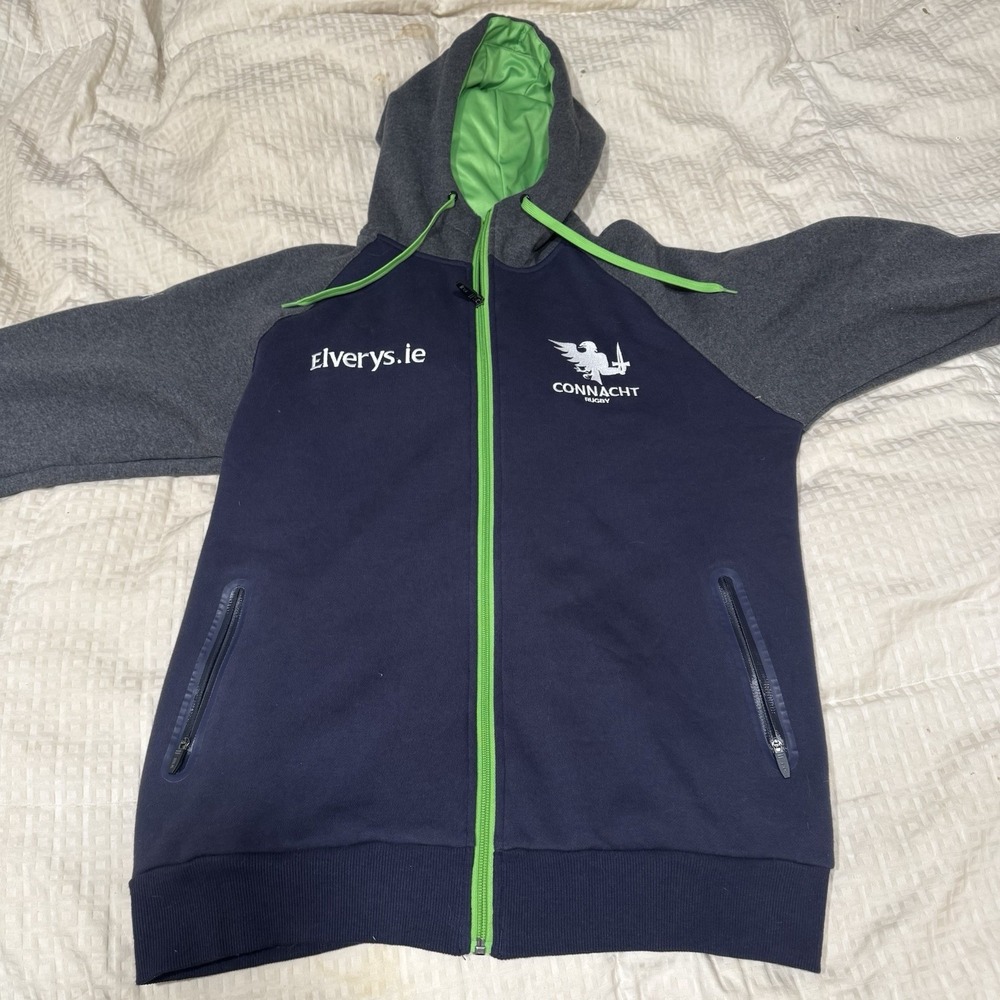 BLK Connacht Rugby Elverys.ie Blue Full Zip Ireland Sweatshirt Men's Size Large - Picture 8 of 12